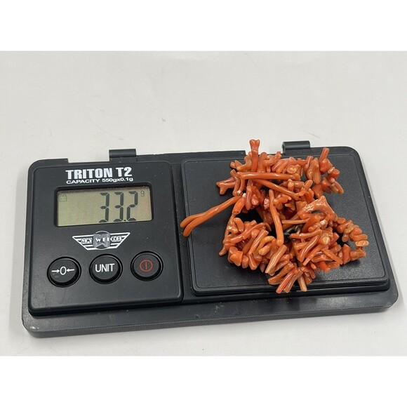 Vintage Antique Southwestern Red Branch Coral Necklace Graduated 17” Salmon - Picture 6 of 6